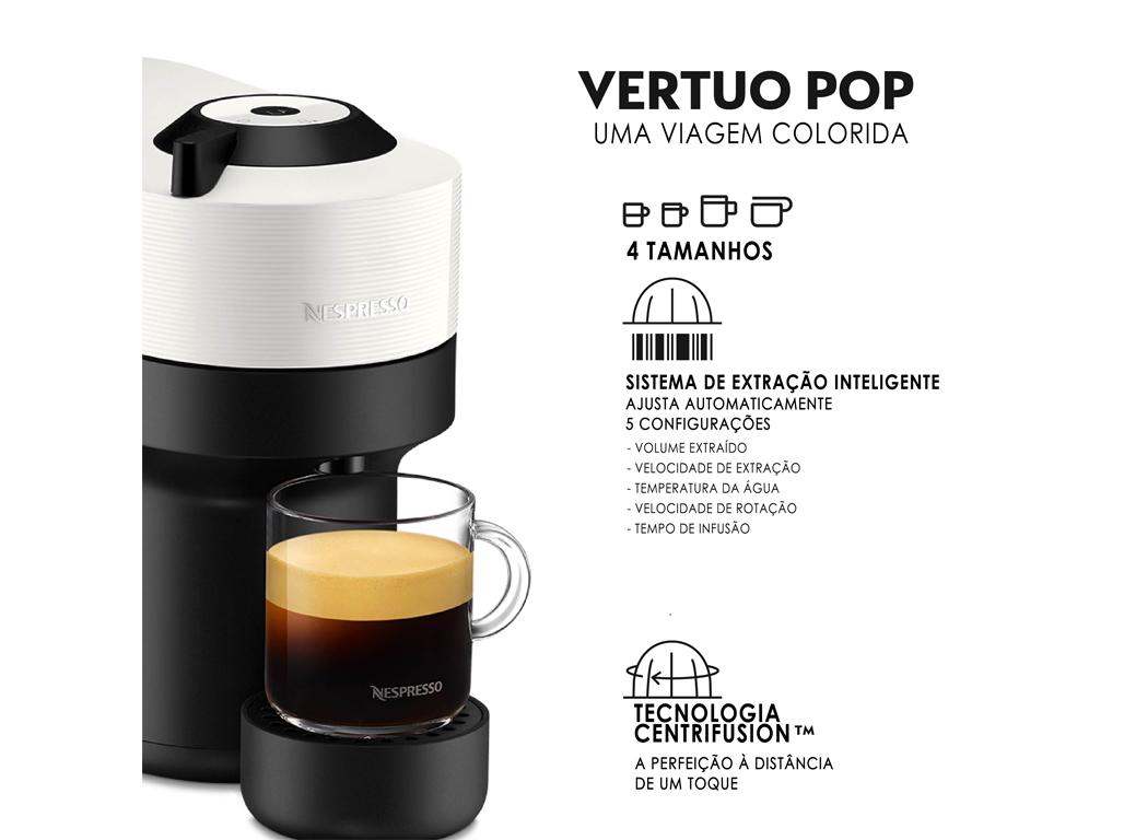 MÁQUINA DE CAFÉ NESPRESSO KRUPS XN9201P3 VERTUO POP BRANCA