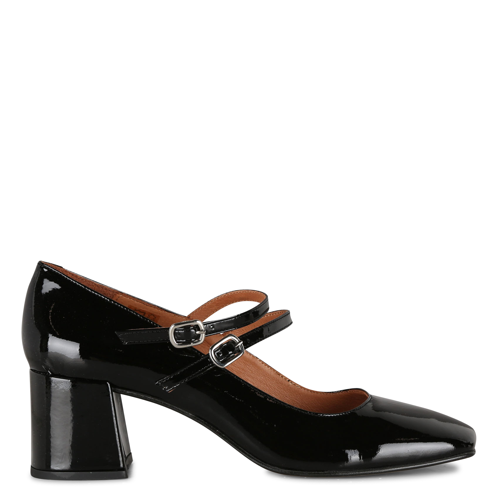 ALIENAR - Babies à talon en cuir vernis | Noir