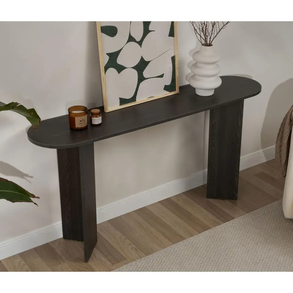CALICOSY - Sidetable SIRA - Zwart hout - 75x150x35 cm