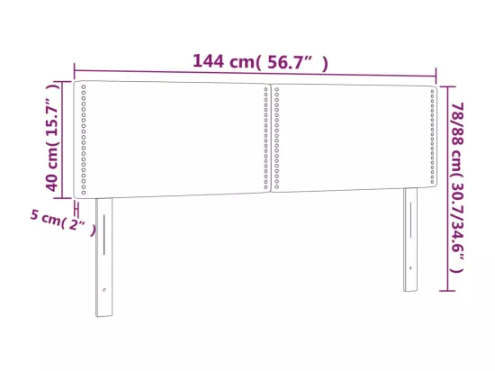 Tête de lit à LED Gris clair 144x5x78/88 cm Tissu