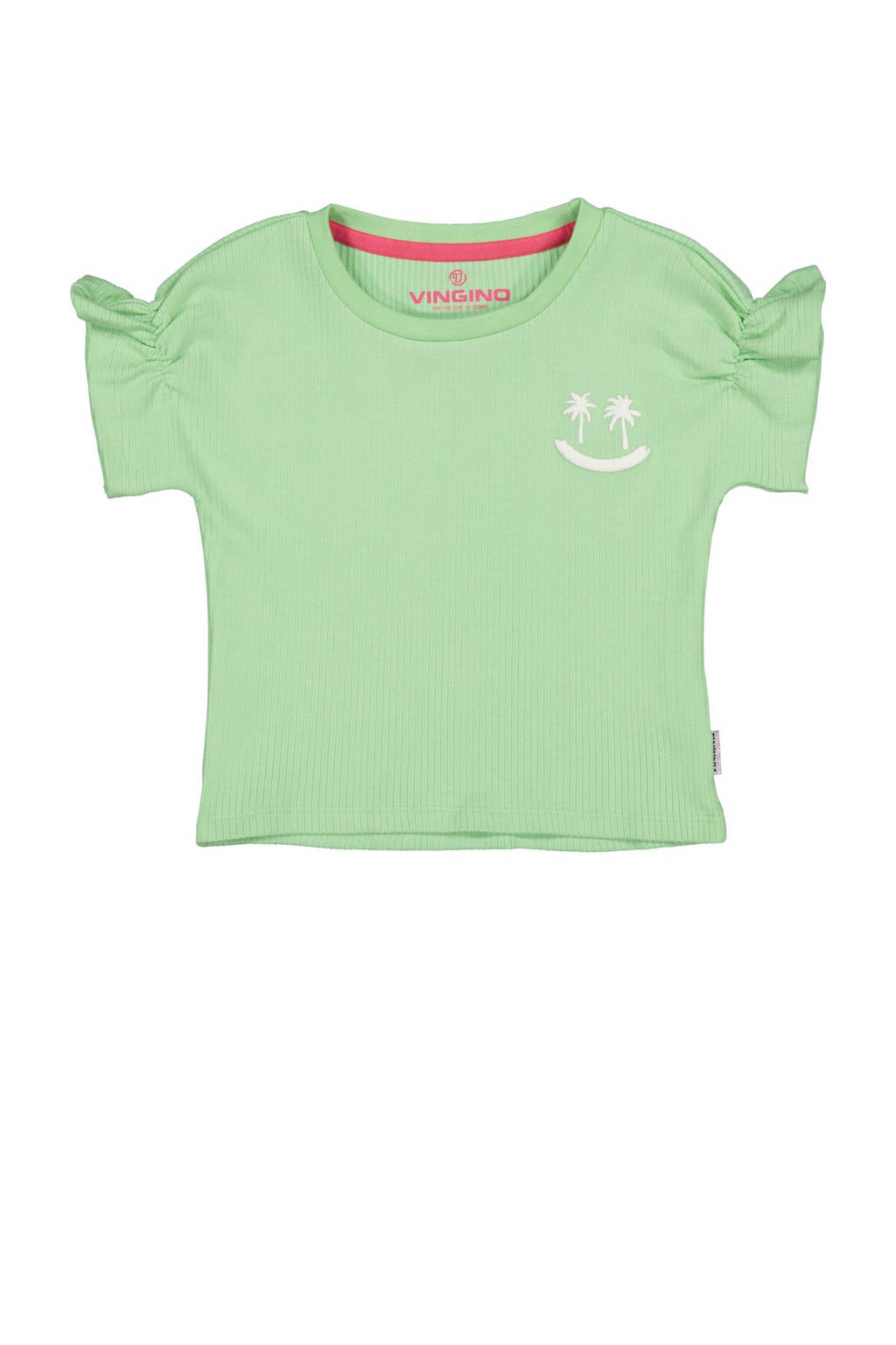 Vingino T-shirt HOLLIE met printopdruk en ruches lichtgroen