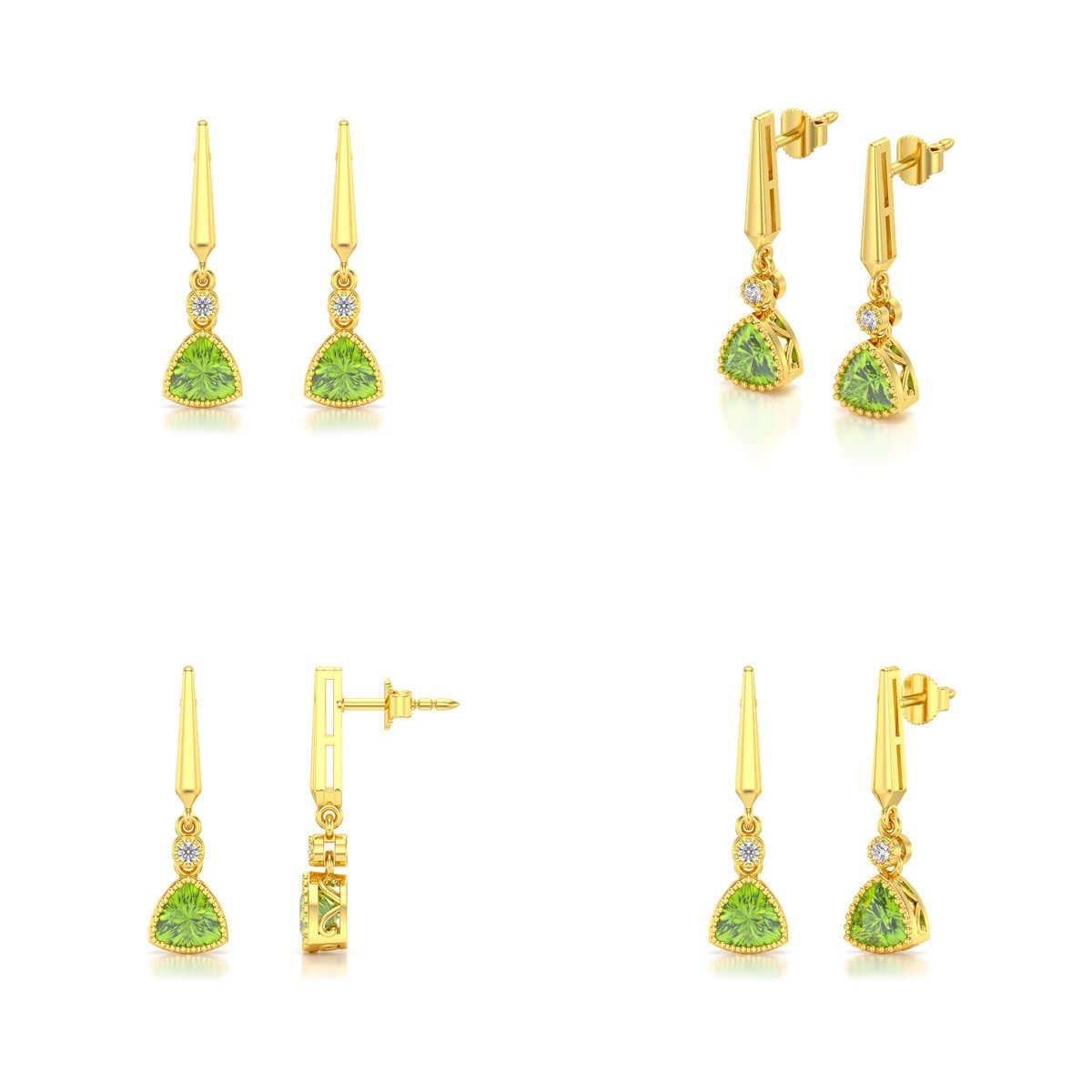 Boucles d'oreilles ADEN Or Jaune Péridot et Diamant 2.398grs