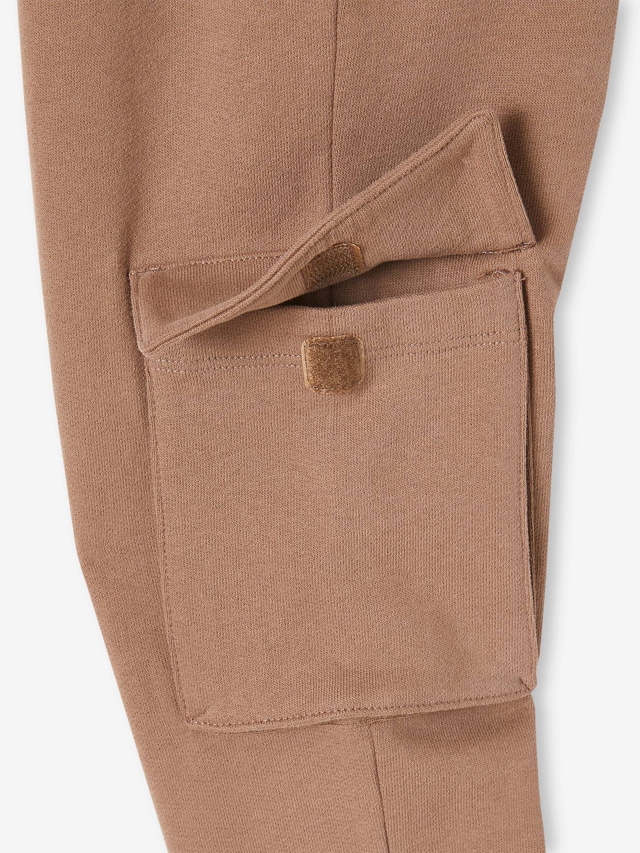 Calça de moletom cinza mesclado para meninos com bolso cargo