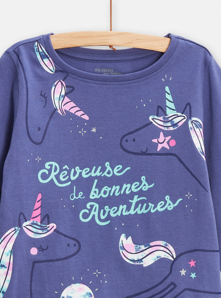 Pyjama phosphorescent animation licorne pour fille