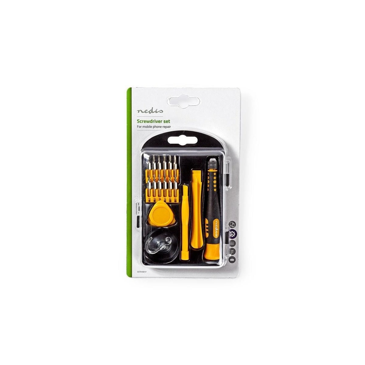 Nedis Phone/tablet repair set | 17-i-1 | PC / Smarttelefon / Tablett | Philips bits | Slissede biter | Pentalobe bits | Tri-wing bits