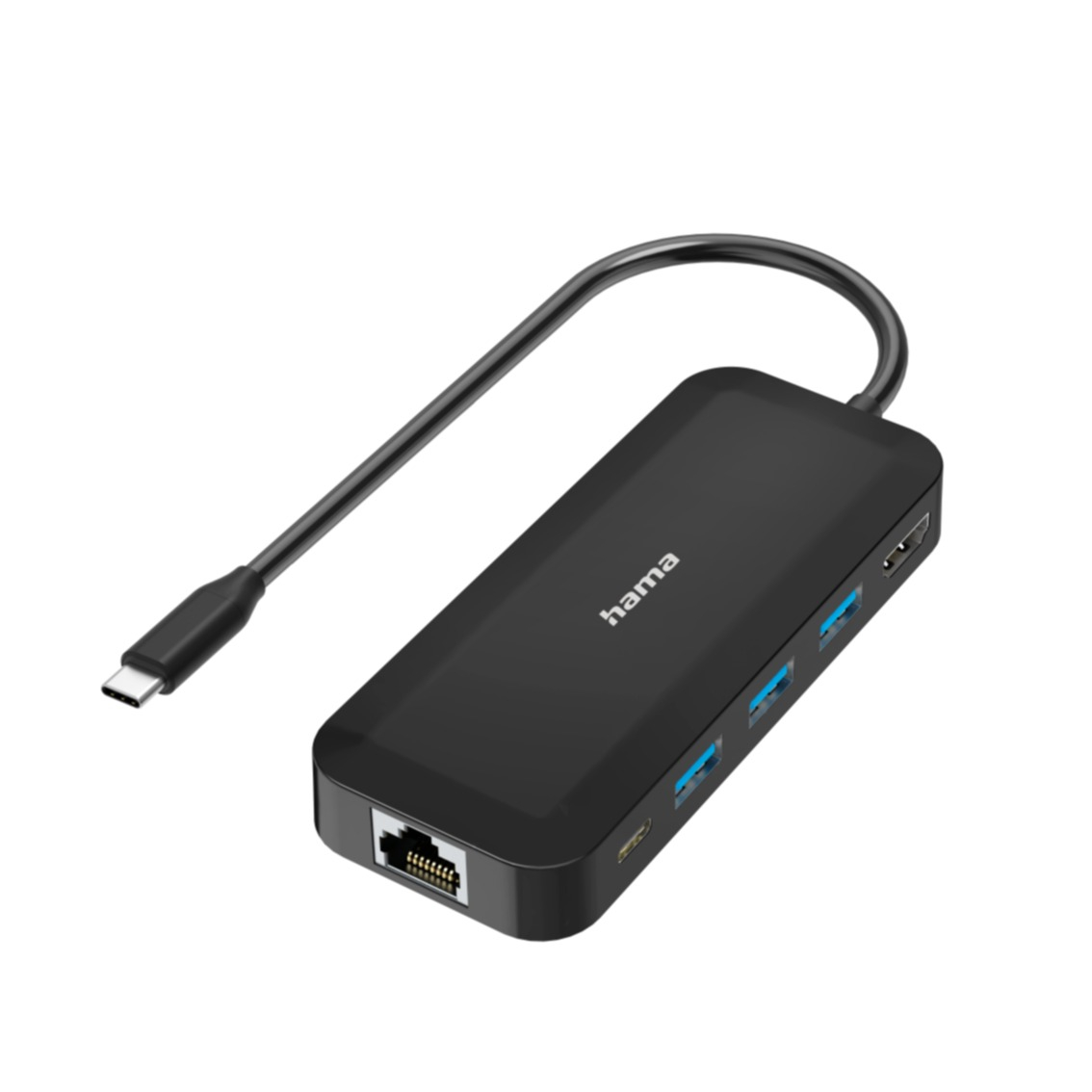 USB C Multiport Adapter Hub HDMI / Gigabit Ethernet LAN / 3x USB A / USB C Power Delivery (00300080) - Schwarz
