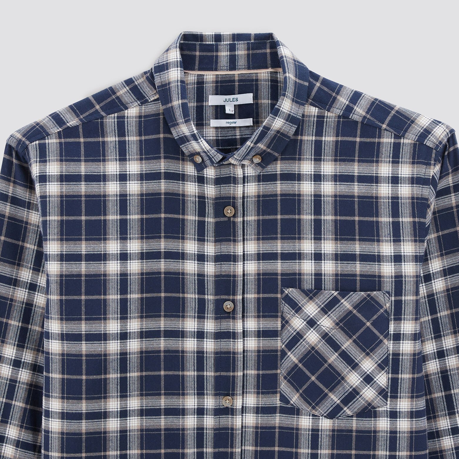 Chemise regular carreaux coton flanelle régénérati Bleu foncé