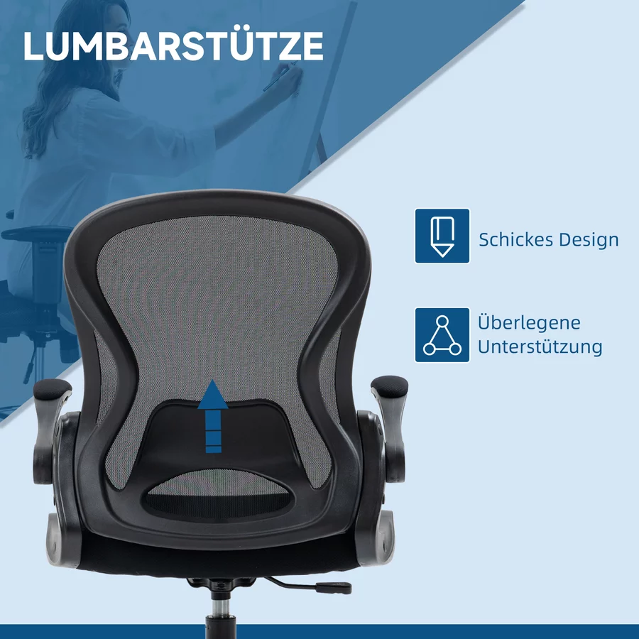 Vinsetto Bürostuhl ideal für Sitz und Stehplätze mit Armlehnen schwarz
