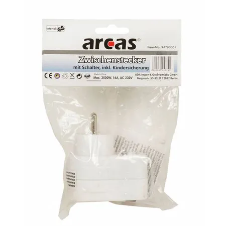 Arcas Zwischenstecker mit Schalter, inkl. Kindersicherung