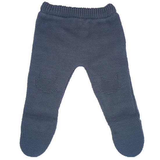 Pantalon Tricot à pieds   Bleu Ora        Naissance   de               P'tit bisou