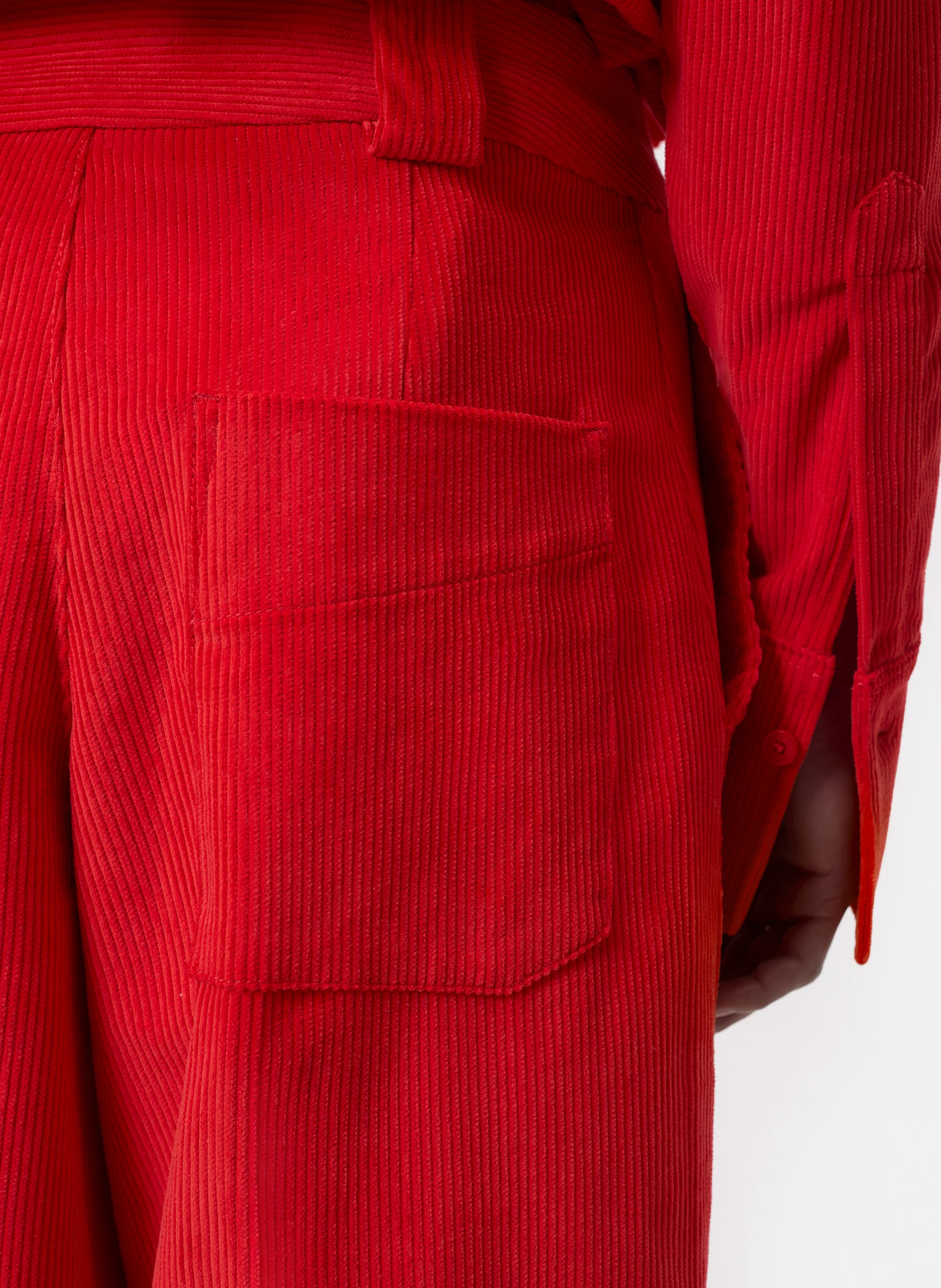 WYSTAN - Pantalon large en velours côtelé de coton | Rouge