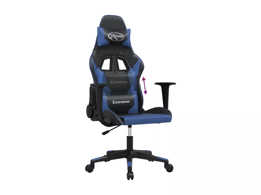 Chaise de jeu de massage Noir et bleu Similicuir