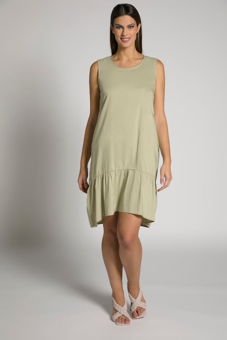Kleid, Volantsaum, A-Linie, Rundhals, ärmellos