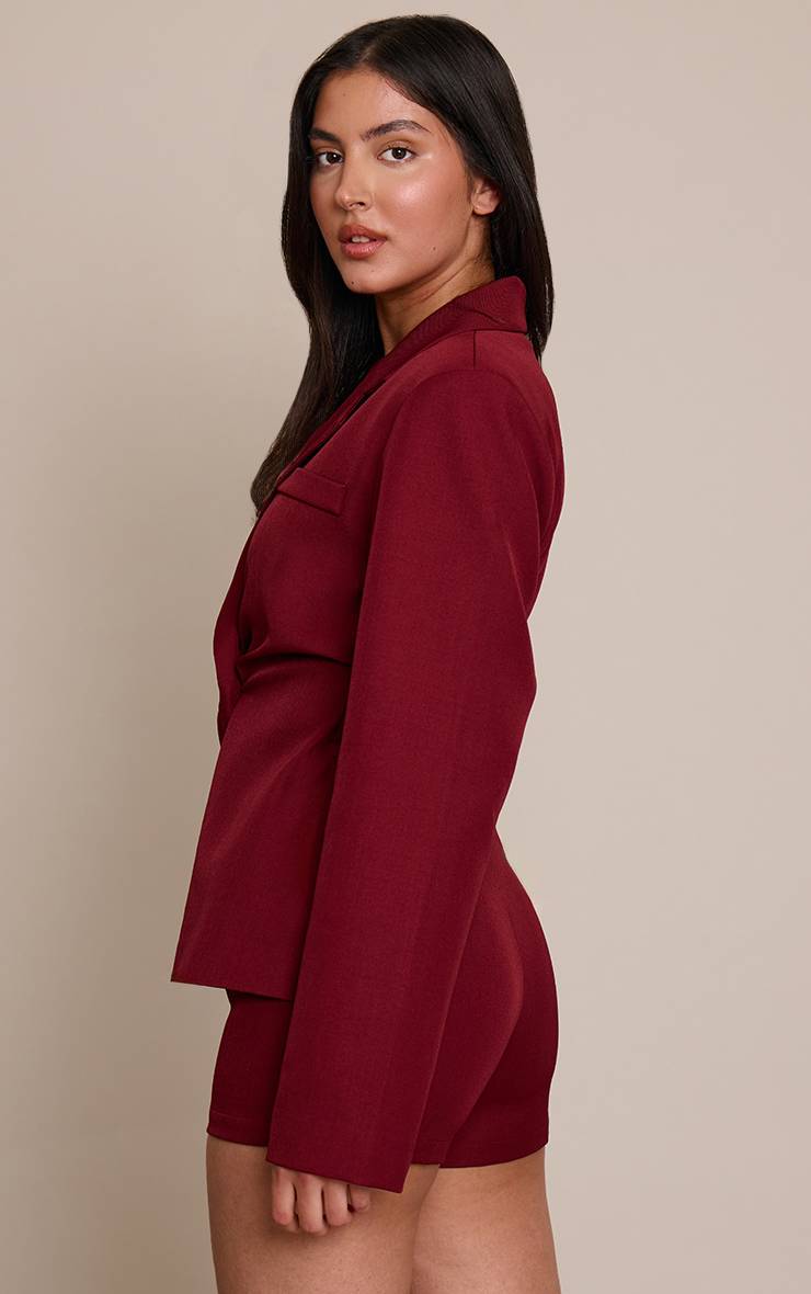 Prune Combi-short Tailleur Tissé Style Blazer