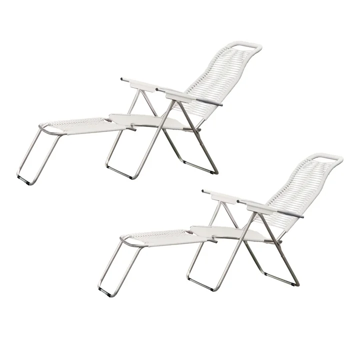 Fiam - Liegestuhl Spaghetti, Gestell Aluminium / Bespannung weiss (2er-Set)