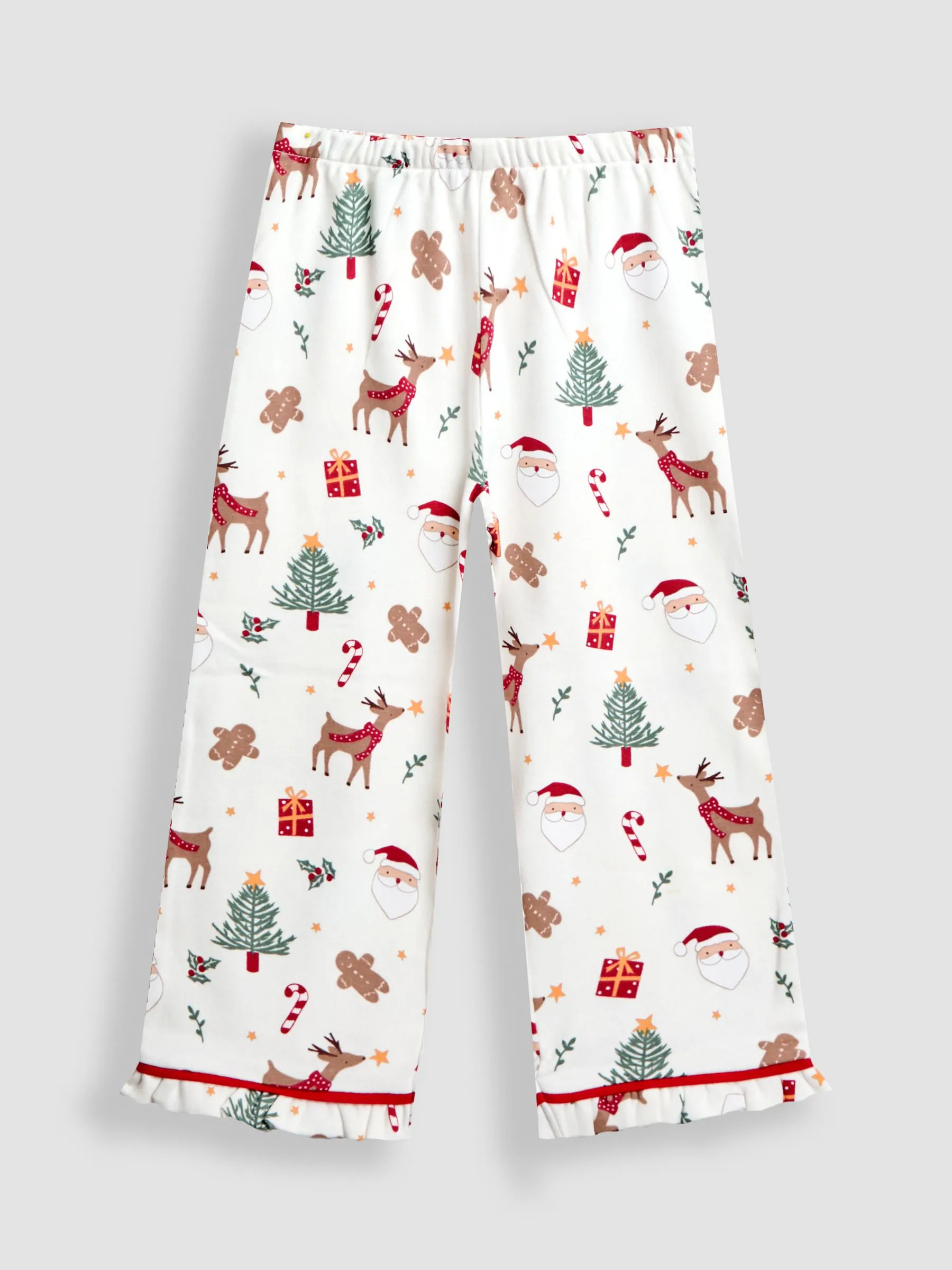 JoJo Maman Bébé Kerstmis Print Jersey Pyjama's met Mooie Kraag