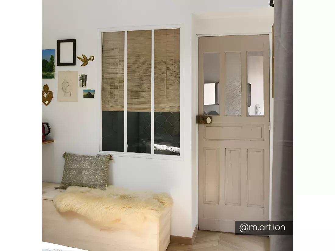 Verrière atelier en aluminium thermolaqué - 90x130 cm - Blanc - BAYVIEW