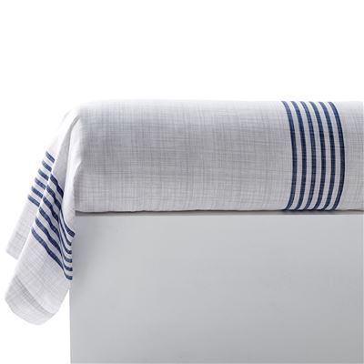 Linge de lit à rayures bleues et blanches - BECQUET CRÉATION