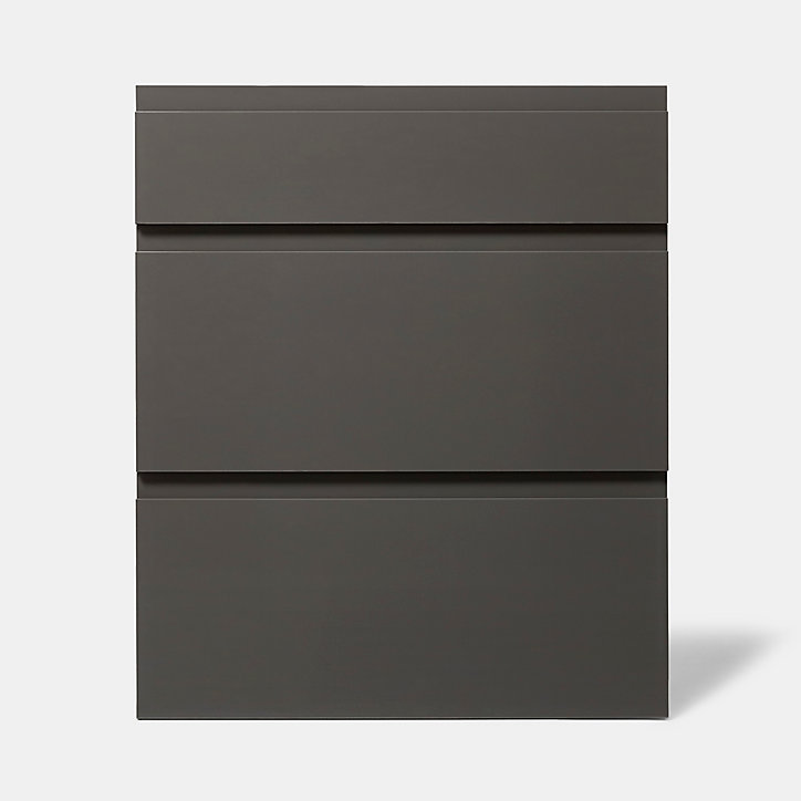 Façade de cuisine 1 tiroir et 2 casseroliers Garcinia gris anthracite brillant l. 60 cm x H. 72 cm GoodHome