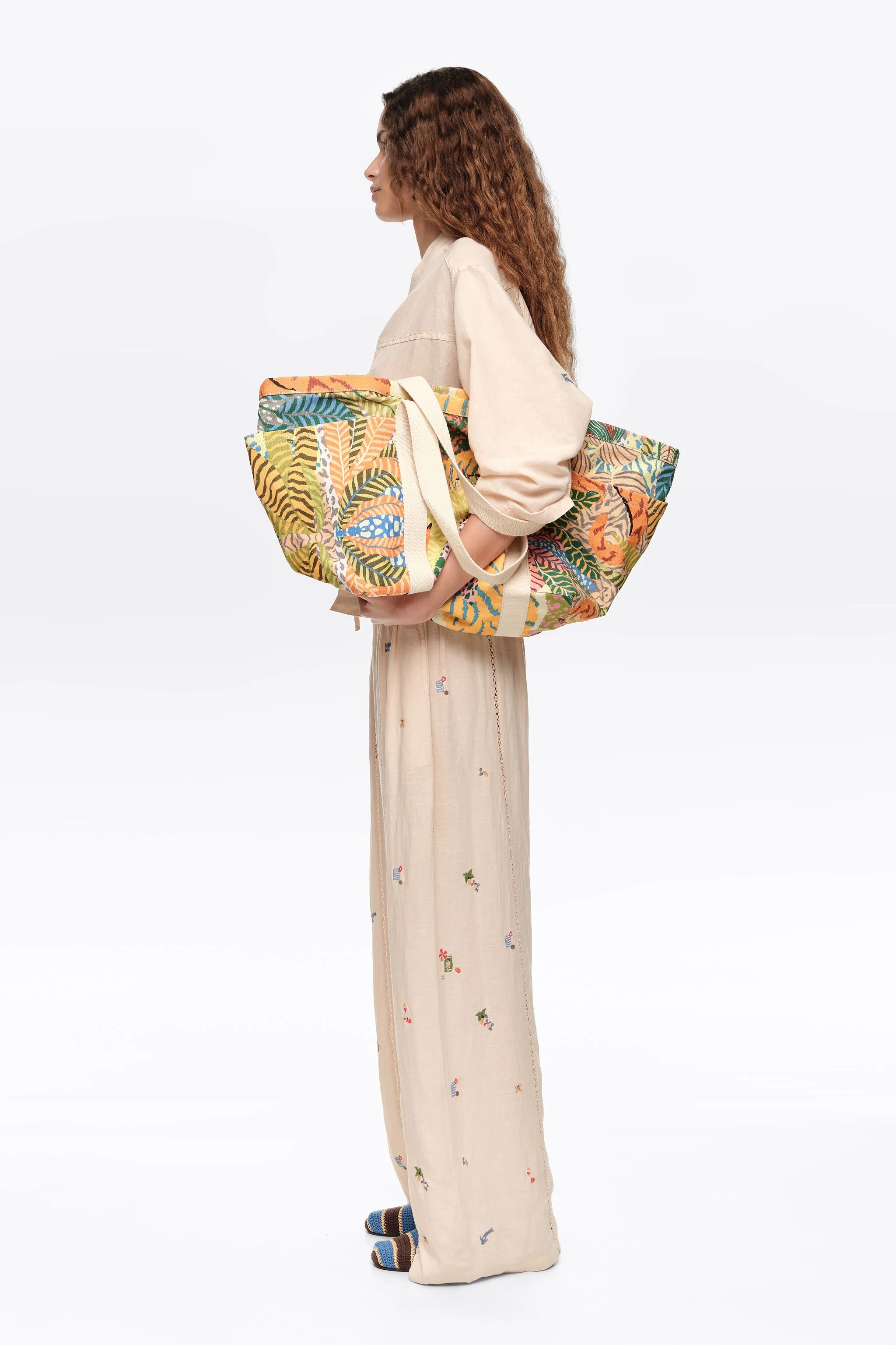 Bolsa de praia maxi selvagem de algodão
