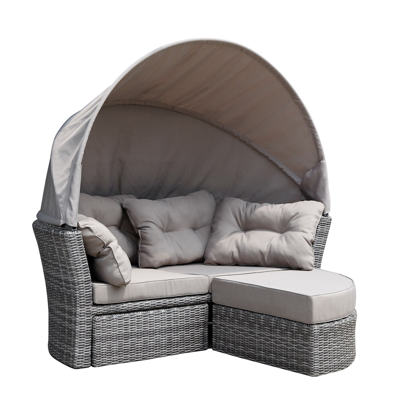 DEGAMO Relaxinsel MARBELLA, Alu + Polyrattan grau bicolor, Polster taupe