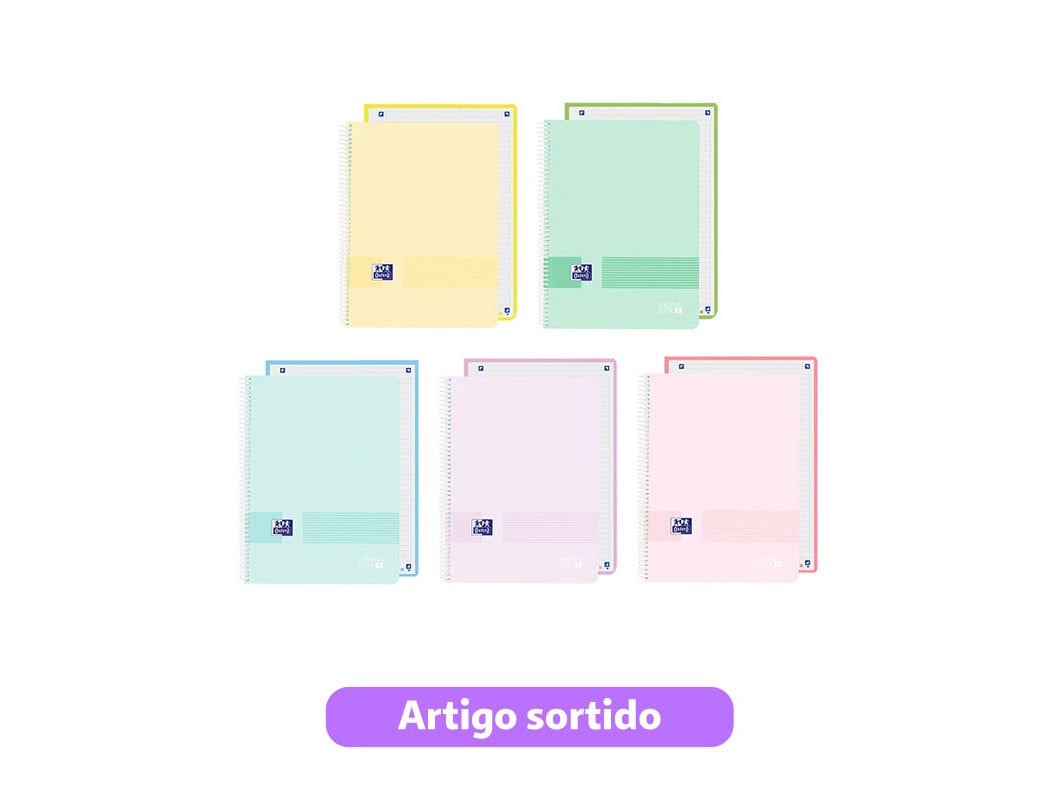 CADERNO ESPIRAL A4 PAUTADO PP OXFORD LIVE&GO PASTEL 80 FOLHAS CORES SORTIDAS