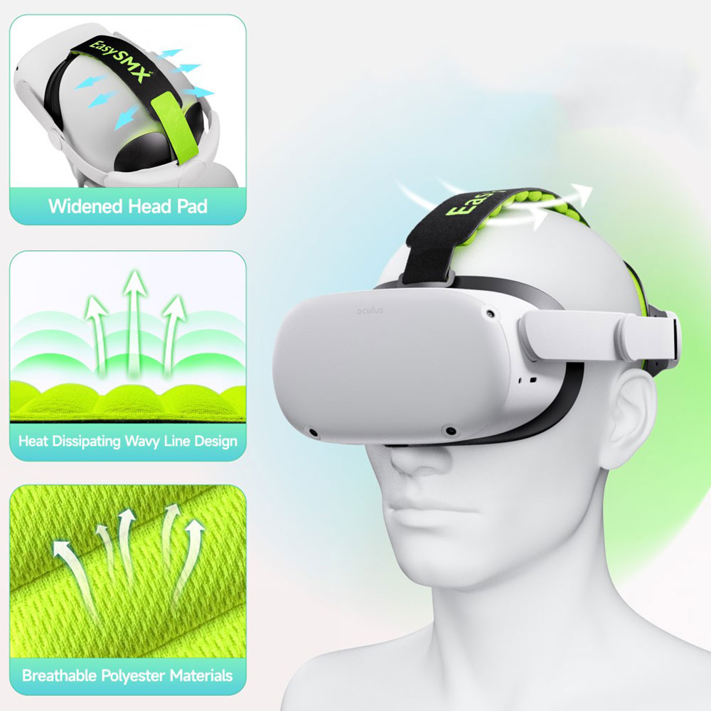 Q20 VR-Kopfband für Meta / Oculus Quest 2 (Grössenverstellbar) - Schwarz / Grün