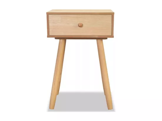 Table de chevet 1 tiroir bois beige et pieds pin massif clair Tonay - Lot de 2