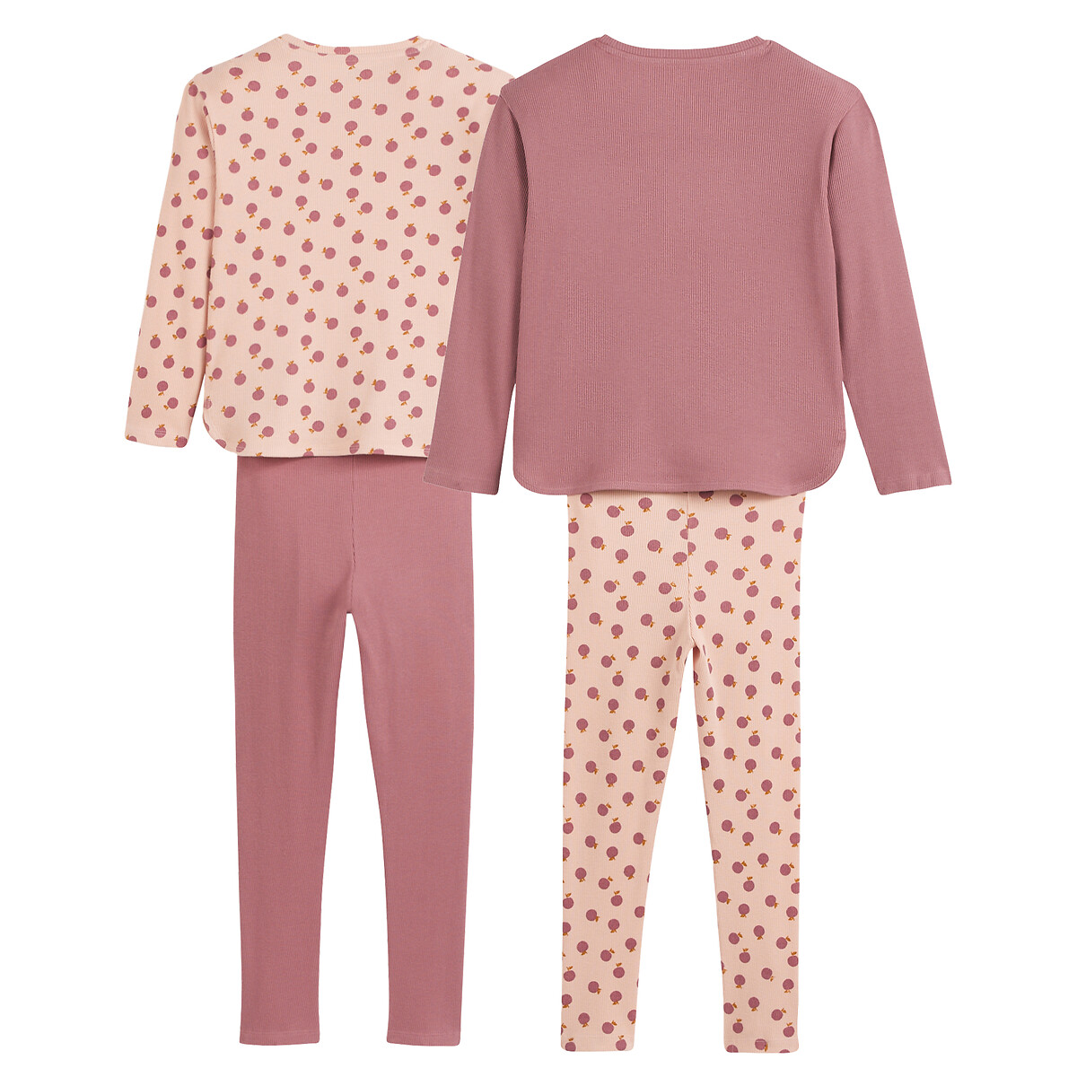 COLEÇÃO LA REDOUTE<br>Conjunto de 2 pijamas canelados, estampa de maçã