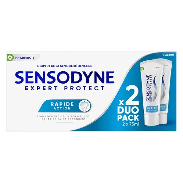 Creme dental Sensodyne de ação rápida para dentes sensíveis, pacote com 2 unidades de 75ml