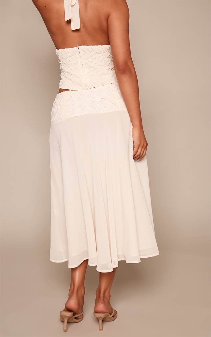 Crème Jupe Longue Transparente Petite Avec Ceinture Tissée Coordonnée