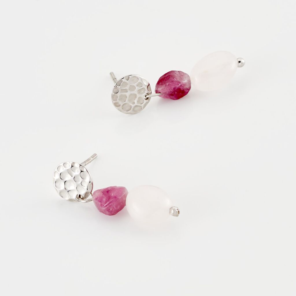 Boucles D'oreilles Pendantes Arcelia Argent Blanc Quartz Tourmaline