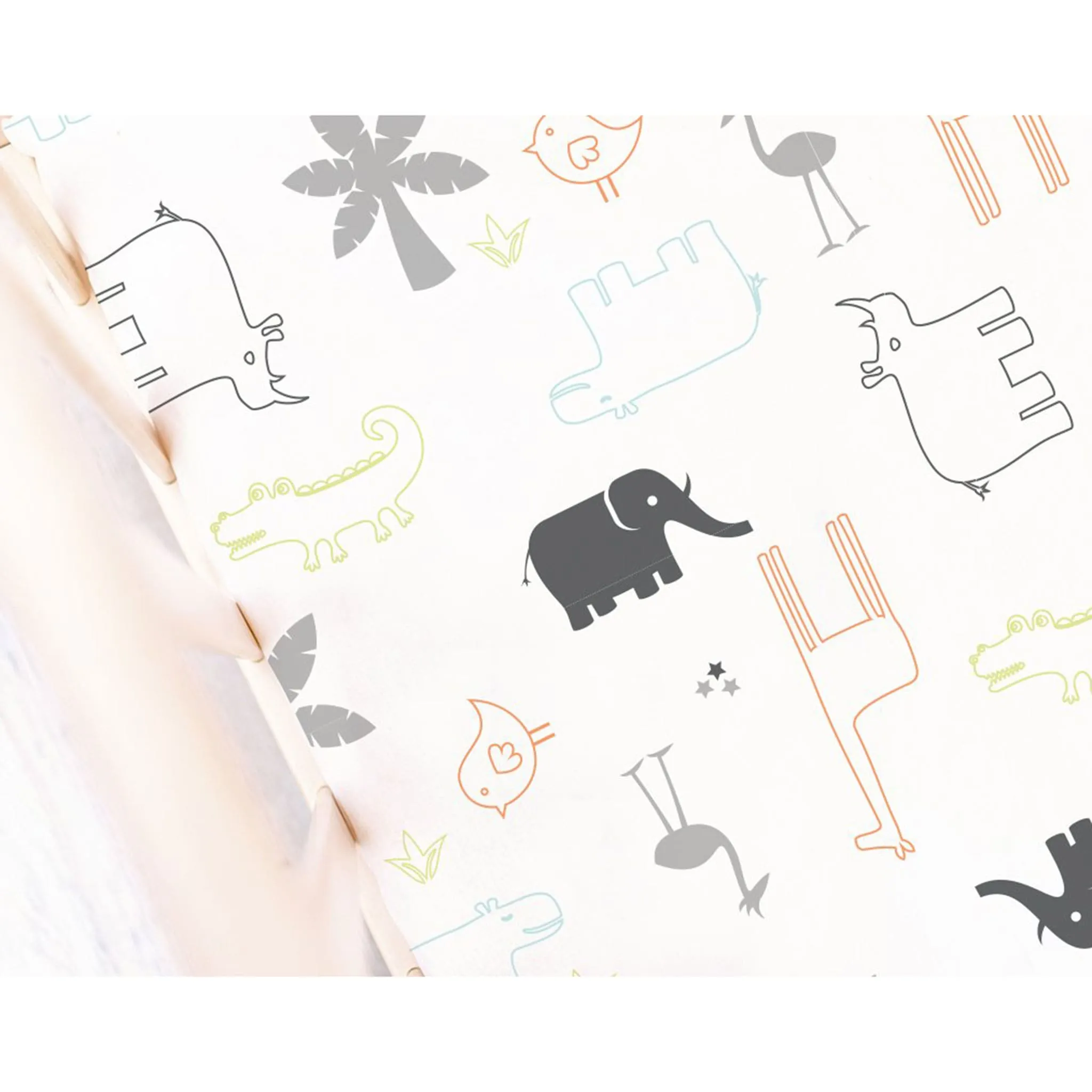 Kushies Drap Contour pour Lit de Bébé - Percale Jungle