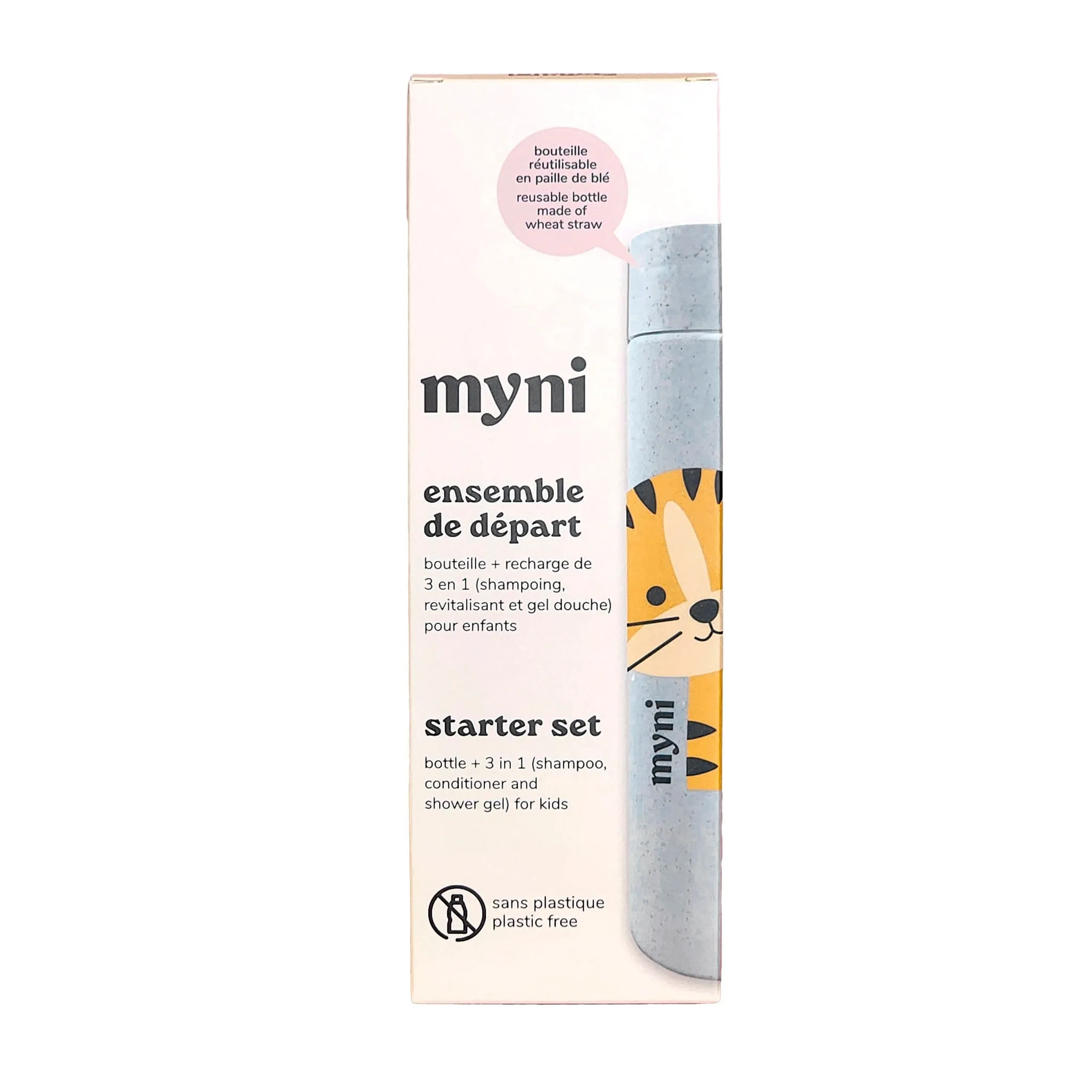 Myni Kit Démarrage 3en1 pour Enfant (gel douche, shampoing et revitalisant)  - Tigre coco melon