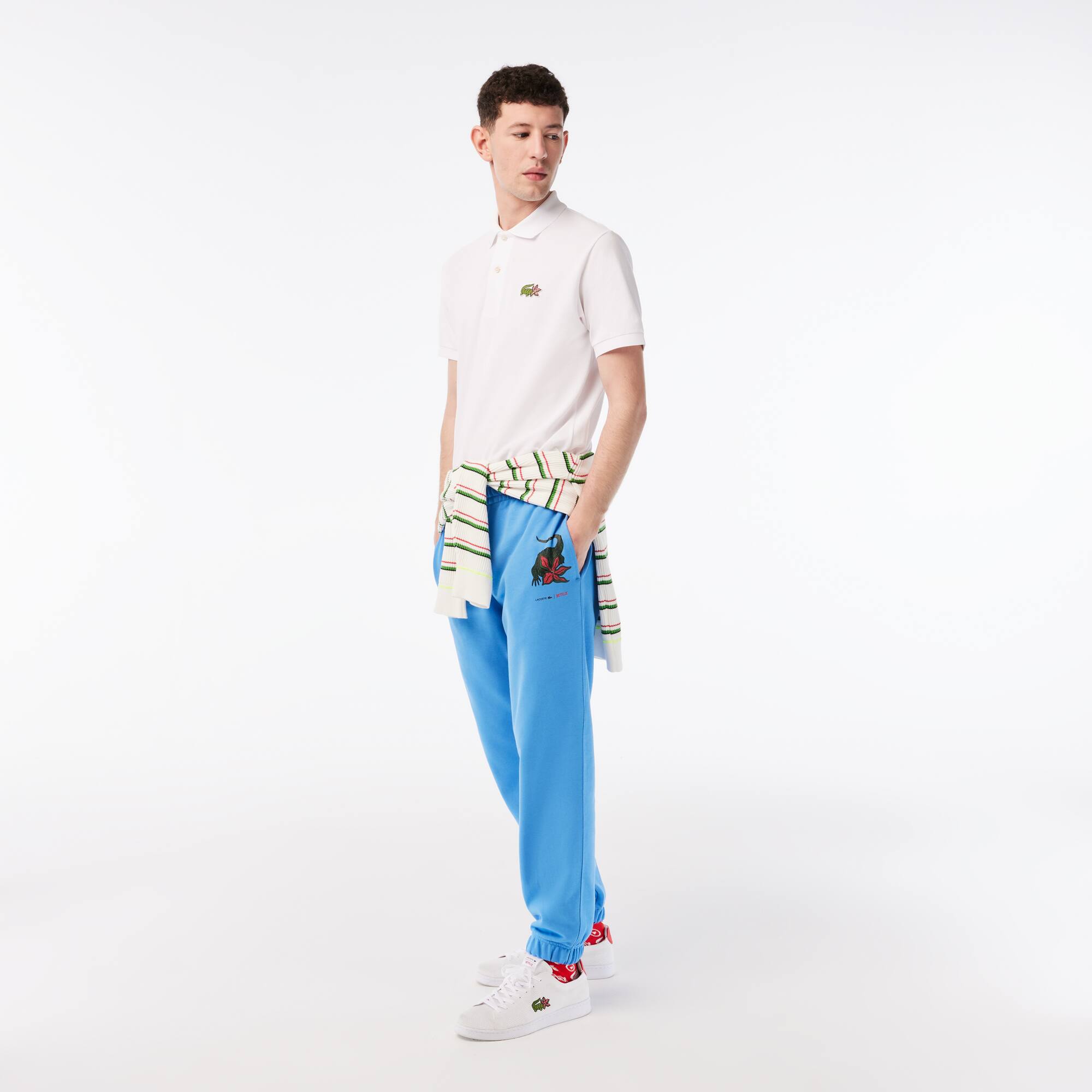 Sneakers Carnaby Piquée homme Lacoste x Netflix Stranger Things en textile Sneakers - Blanc - Lacoste - Homme