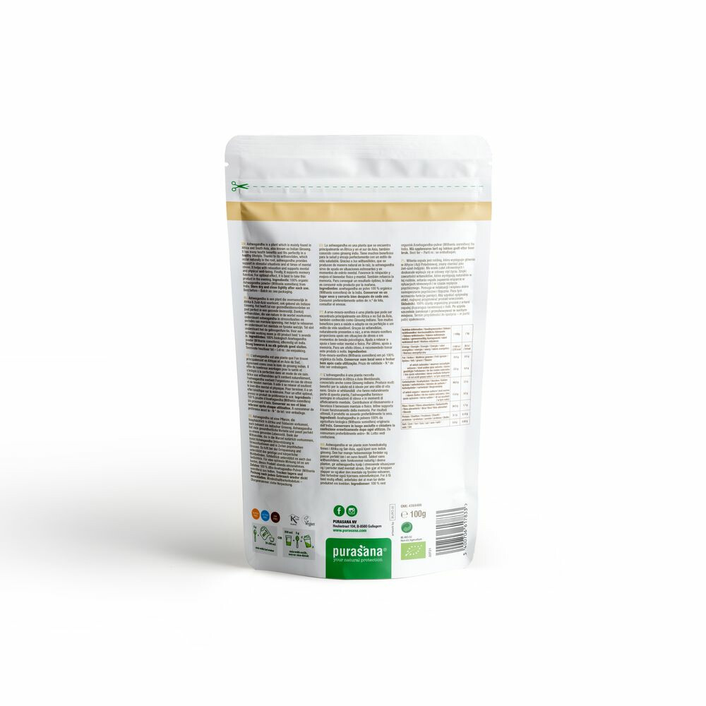 Purasana Super Spicy & Tea Bio Ashwagandha Poeder100 gr