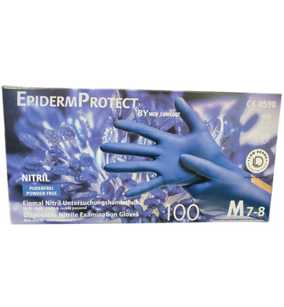 Epidermprotect Nitriel onderzoekhandschoen poedervrij M blauw (100 stuks)