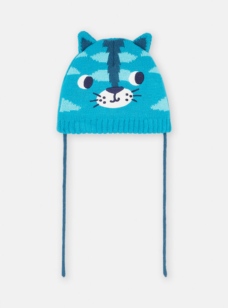 Bonnet bleu à animation chat