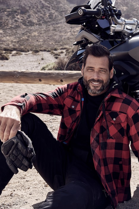 Motorrad-Jacke Lumberjack, Flanellhemd, ArmaProtect Einsätze