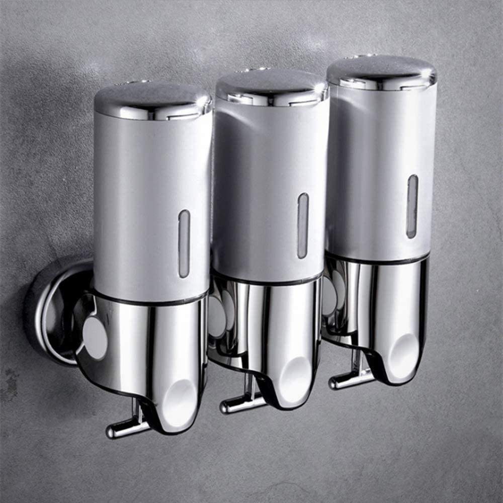(500ml) 3in1 Seifen Spender Shampoo Organizer inkl. Wand Halterung - Silber