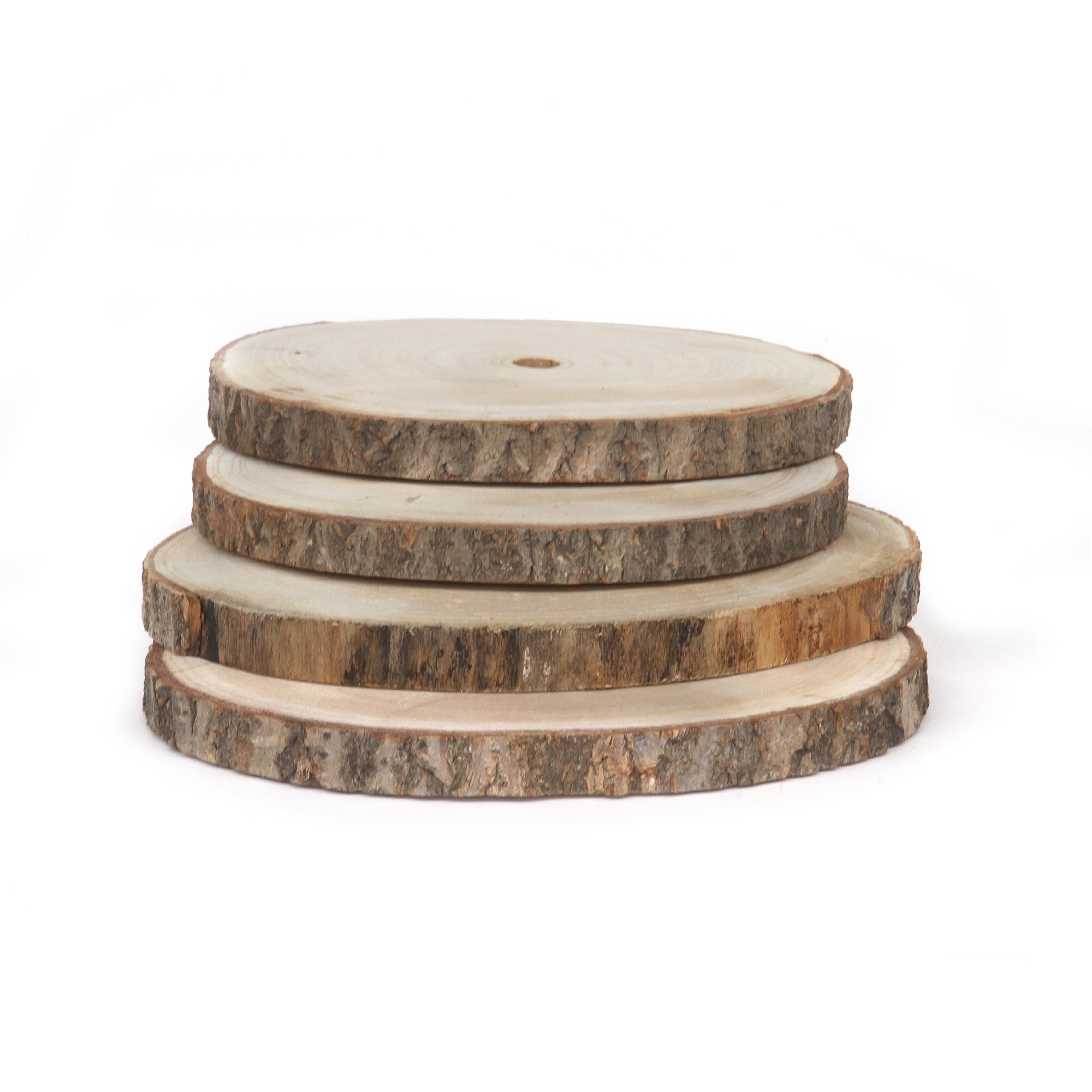 Holzscheiben, unbehandelt, 4er-Pack, natur, Ø 23-25 cm, H 2 cm günstig bestellen