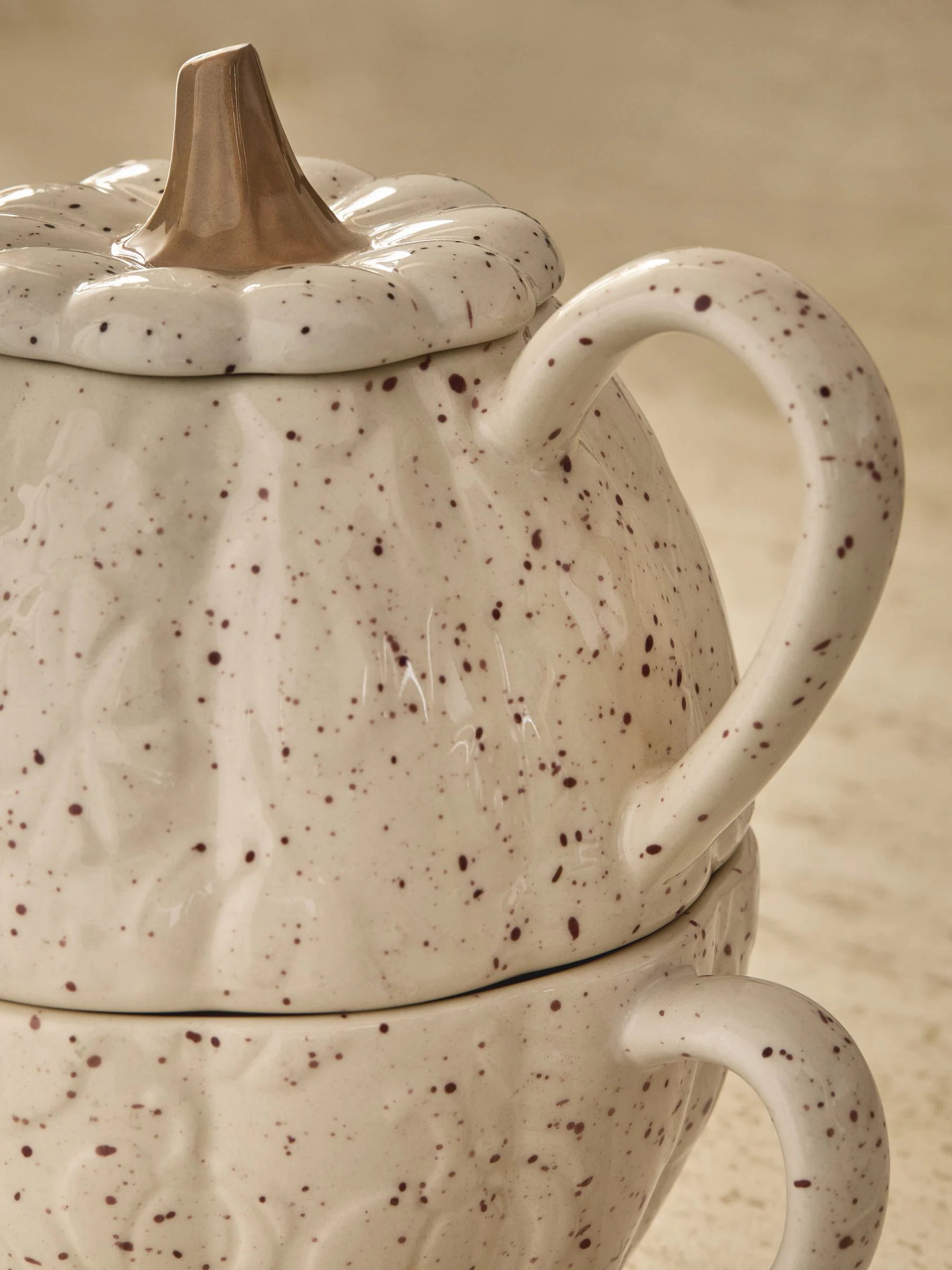Speckle Pumpkin Stacking Teapot and Teacup