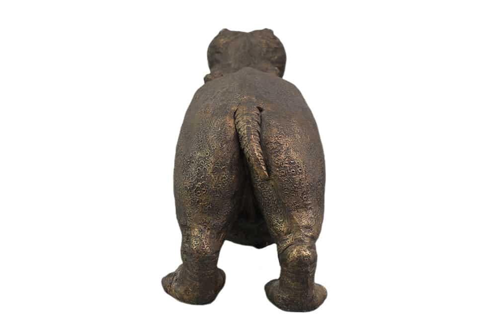 Handgefertigte Tischlampe HIPPO 45cm schwarz Nilpferd-Skulptur mit Lampenkugel