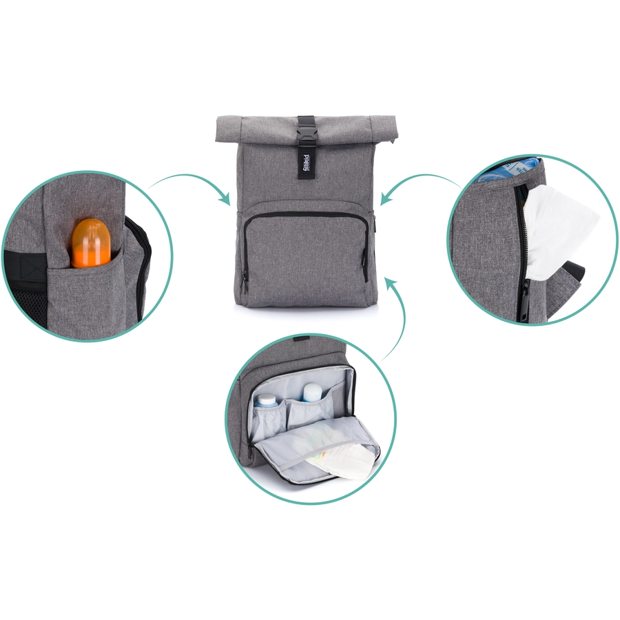 fillikid Wickelrucksack Tokio grau melange