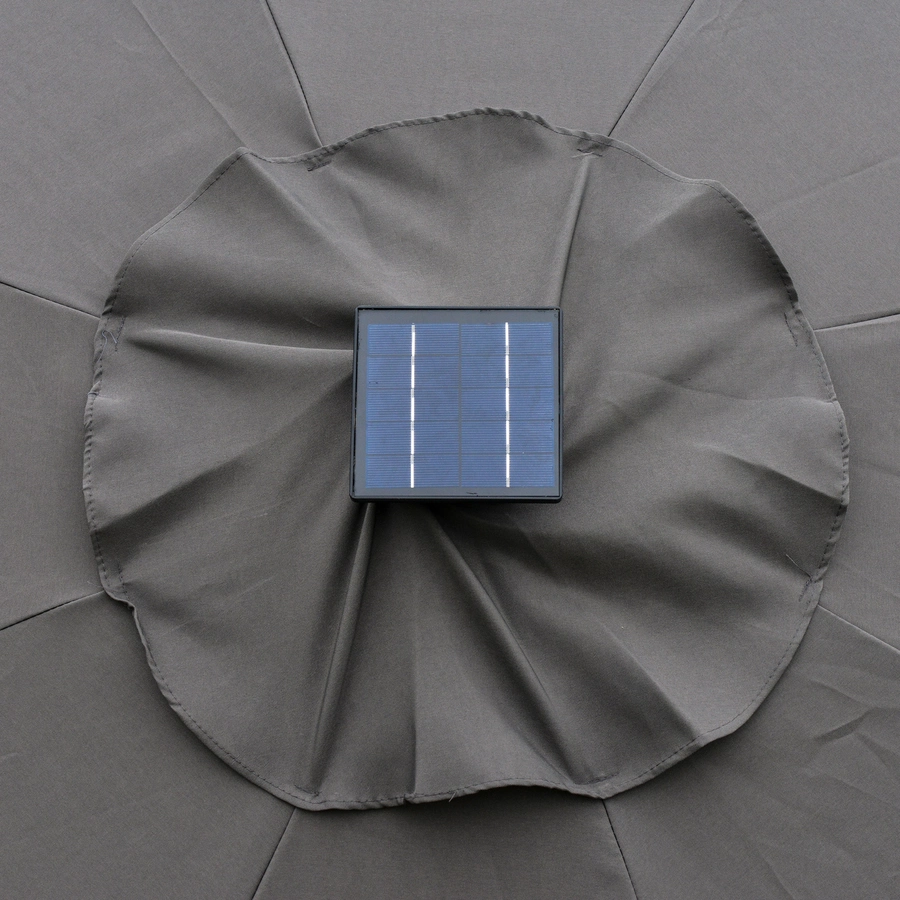 Outsunny Sonnenschirm mit LED Leuchten Schwarz, Dunkelgrau