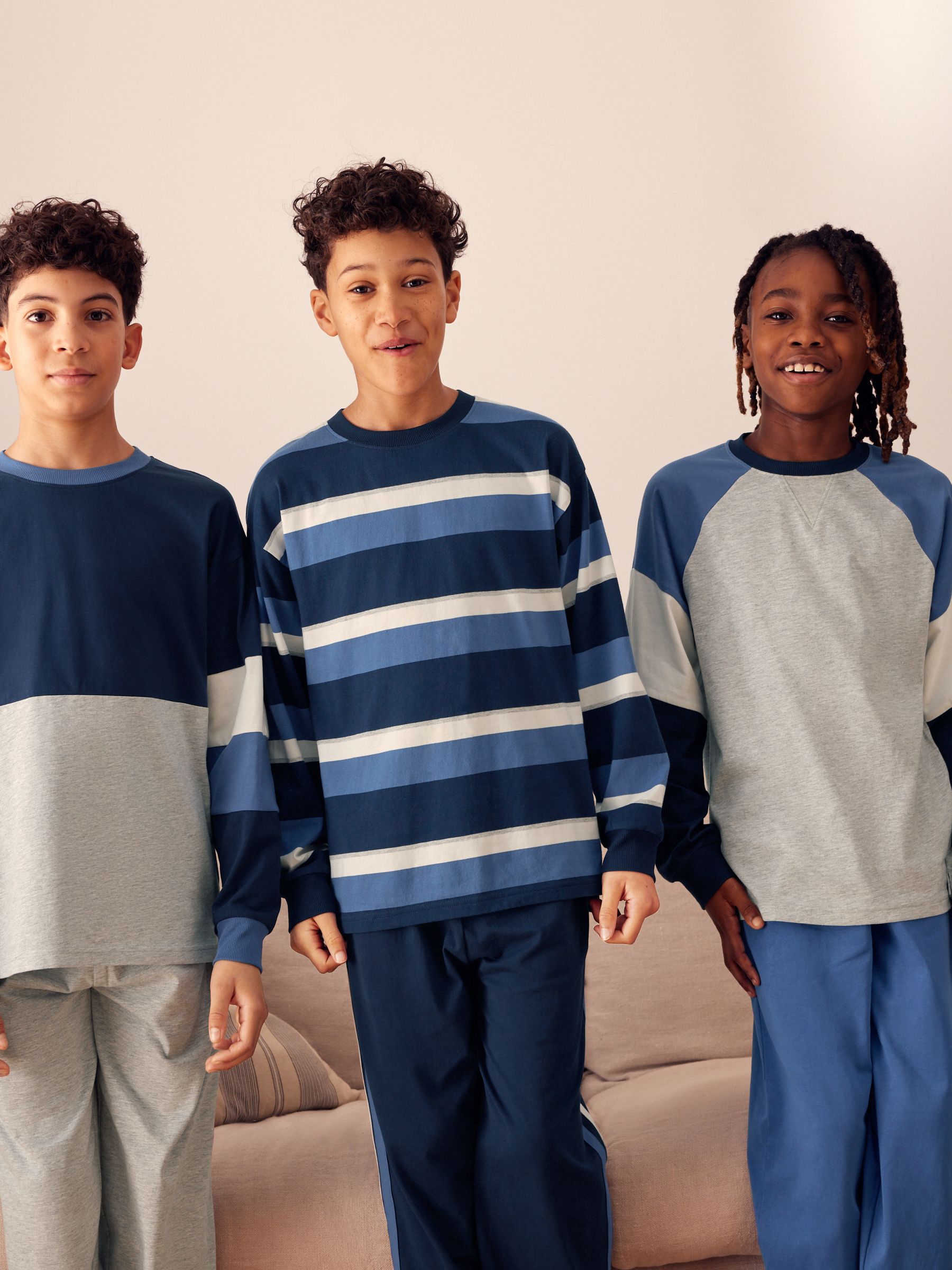 Blauw/marineblauw/grijs - Pyjama met korte pijpen 3 stuks (3-16jaar) (3-16jaar)