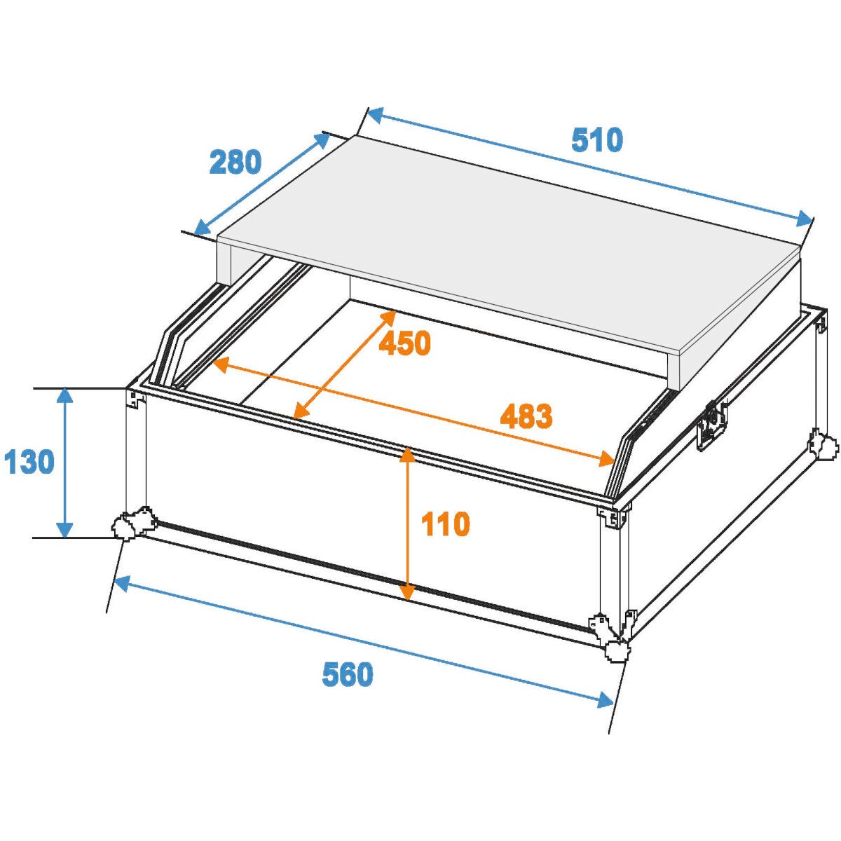 Omnitronic PRO LS19 19 inch topload flightcase met laptop-dock
