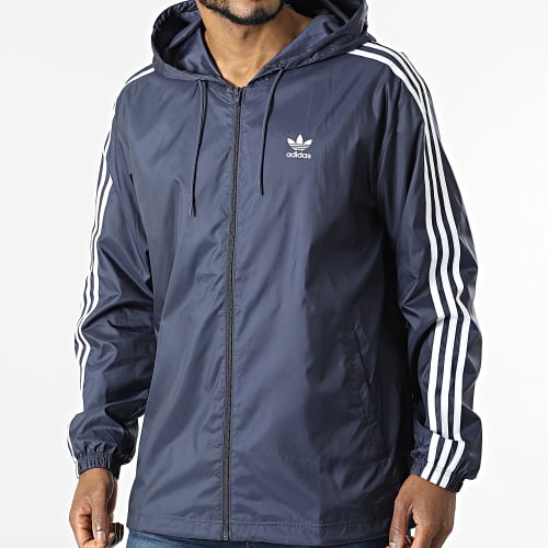 Coupe-vent Capuche Adicolor 3 Stripes HB9491 Bleu Marine