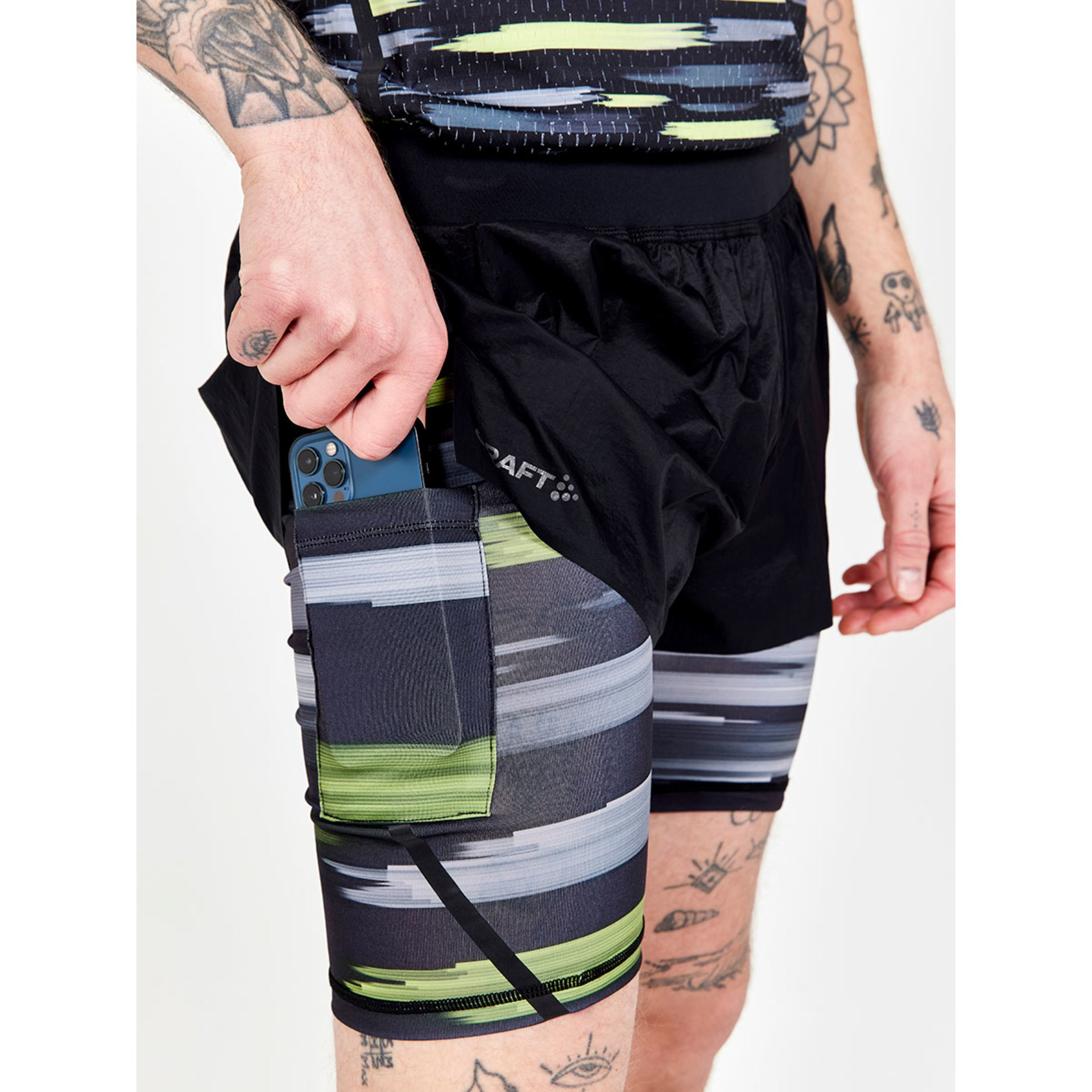 Craft CTM Distance 2in1 Hardloopbroek Kort Zwart/Multi Heren
