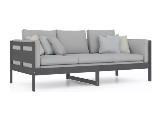 Lit de jour gris bois de pin massif 90x200 cm